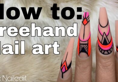Freehand Nail Art Tutorial | Line Art | Neon Summer Nails | Vee Nailedit